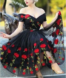 Sexy Short Sleeves Tea Calf Length Mature Maxi Prom Evening Dress Dancing