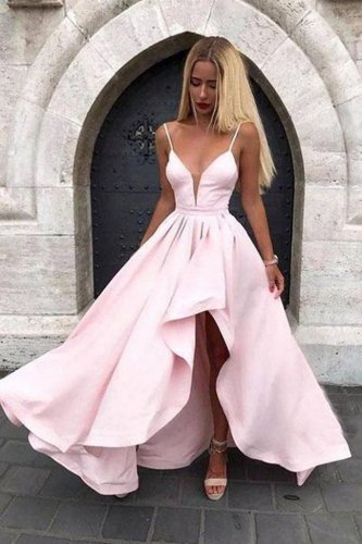 Erogenous High Low Pink Spaghetti Straps Social Dancing Dress New Look