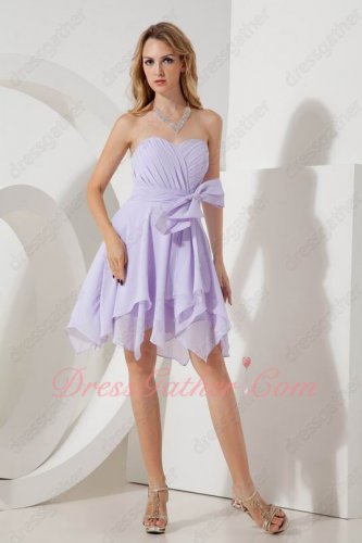 Cute Lilac Chiffon Various Lengths Hemline Junior Bridesmaid Dress With Bow Design