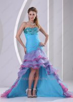 Beading High-low Mermaid Skirt Multi-color Layers Theatrical Dress Memorable