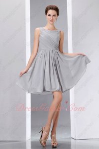 Silver Chiffon Square Collar Holiday Homecoming Short Prom Ceremony Dress Attend