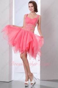 Sexy Exposed Waist Watermelon Triangle Hemline Sweet 16 Pageant Evening Dressing Lee