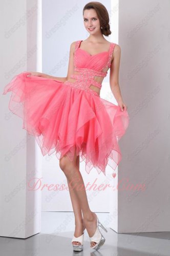 Sexy Exposed Waist Watermelon Triangle Hemline Sweet 16 Pageant Evening Dressing Lee