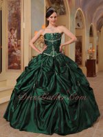 Hunter Dark Green Beaded Strapless Evening Ball Gown For 30 Women