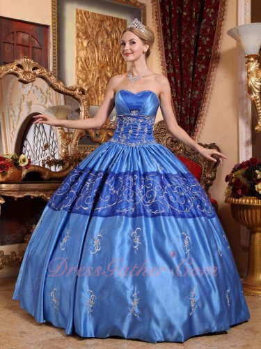 Dust Rainy Sky Blue Embroidery Western Quince Court Gown Delight with Reminiscence