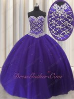 Detachable Bright Purple Elegant Ball Gown With Knee Length Skirt Three Pieces