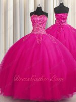 Multilayers Gauze Tulles Fuchsia Plain Skirt Quinceanera Ball Gown Special Price