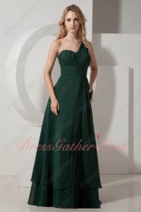 Left One Shoulder Hunter Green Tender Formal Cocktail Prom Gowns CA