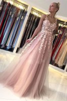 Brand New Blush Pink Formal Prom Dress Sweep Train Skirt With Narrow Sash
