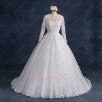 Sedate Long Sleeves Appliques and Beading Off White Wedding Bridal Gowns High Street