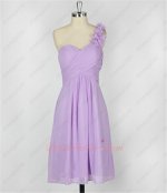 One Shoulder Petal Neck Elegant Lilac Bridesmaids Group Wear Price Under 60