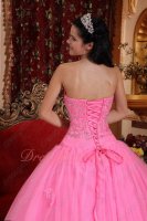 Lovely Rose Pink Flat Layers Tulle Quince Ball Gown Without Complaint/Dispute