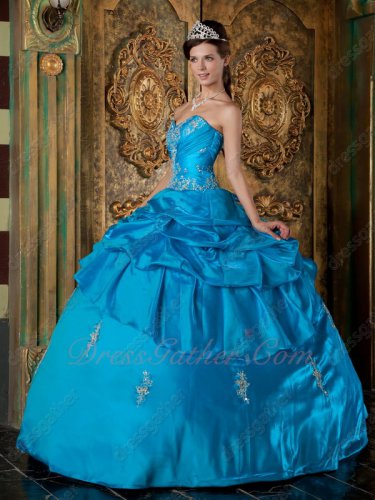 Azure Dodger Blue Taffeta Quinceanera Dress Designer Prefer Under 190 Dollar