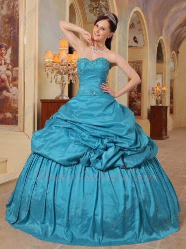 Decent Teal Blue Taffeta University Quinceanera Ball Gown Special Price Supplier