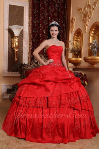 Crimson Sweetheart Lolita Palace Style Lacework and Layers Quinceanera 2019 Ball Gown