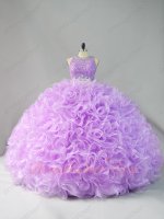Two Pieces Scoop Applique Blouse Lilac Curly Edging Ruffles Quinceanera Cake Gowns Cute