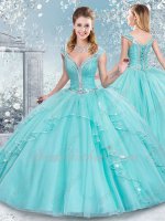 Two-pieces Bodice Skirt Detachable From Waist IceBlue Quinceanera Gown Sequin Edging
