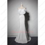 Noble Mermaid Skirt White Annual Meeting Gown With Big Bowknot Chest