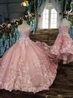 Sweetheart 3D Flowers Blush Pink Detachable 2 Pieces Quinceanera Ball Gown