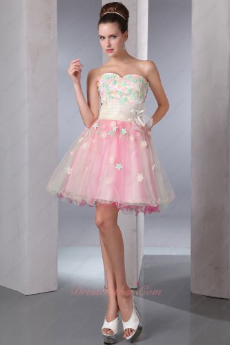 Favorable Colorful Tutu Short Homecoming Prom Gowns Colorized Flowers Intersperse