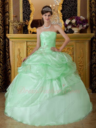 Lovely Pale Apple Green Organza Quinceanera Theme Dress Drinking Party