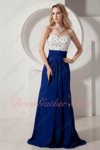 Slender Column Sweep Royal Blue Chiffon School Prom Season Swing Dance Dress Up