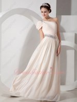 Light Pearl Champagne Allure Mother Formal Gowns One Shoulder Strap With Cap Sleeve