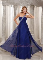 Approachable Silver Beaded Strap Empire Royal Blue Formal Gowns Fellows and Friends