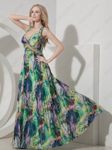 Summer Lifestyles/Beach Hawaii Print Chiffon Cross Back Cocktail Prom Dress Different