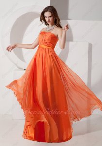 2023 Wedding Celebration Designer Sun Orange Chiffon Long Bridesmaid Dress Ebullient