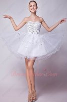 Discount Sweetheart White Mesh/Tulle Knee Length Daughters Prom Dress Stage Show