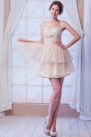 Champagne Organza Layers Puff Skirt Girl's First Short Prom Dresses Featured