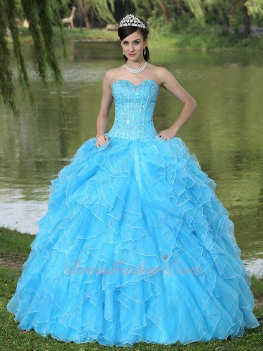 Full Beading Lines Bodice Serried Ruffles Pretty Quince Ball Gown Online Store