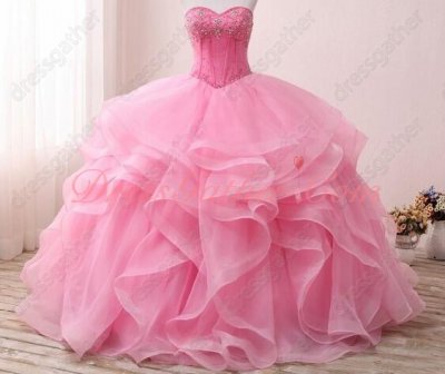 Hot Pink Organza Elastic Horsehair Ruffles Sweetheart Puffy Ball Gown Quinceanera