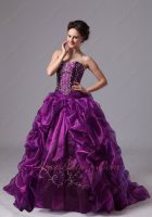 Bright Mauve Purple Bubble Court Ball Gown Dress Side Bluging Bubble Train