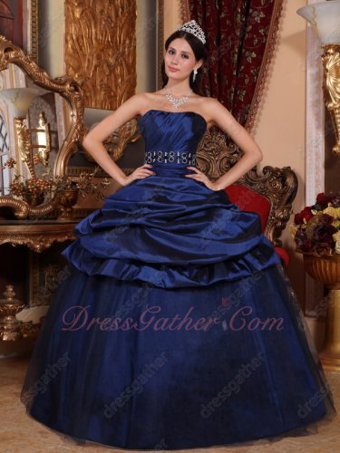 Bubble Taffeta and Flat Tulle Skirt Navy Blue Quinceanera Dress Where To Buy Online