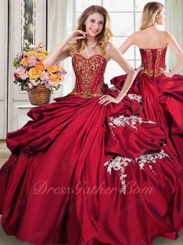 Floor Length Bubble Cake Quince Ball Gown Light Wine Red With Gold Consult Get Coupon