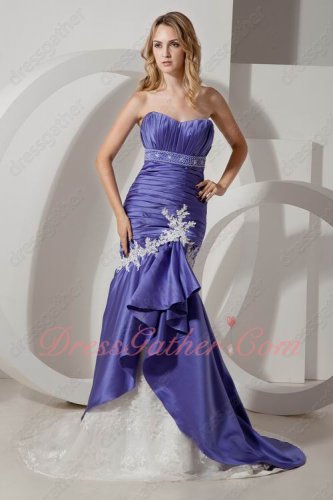 Flattering Blue Violet Goddess Evening Formal Party Dress Mermaid Fishtail With Lace