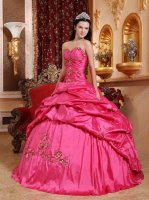 Hot Pink Open Bubble Skirt Handmade Quinceanera Party Dress Cheap From Manufacturer