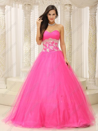 Faddish Sheathy Corset Rose Pink Tulle/Mesh Prom Dance Quince Ball Gown Promotion