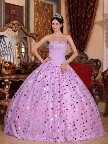 Lilac Wafer Sequins Skirt Quinceanera Party Ball Gown Fashion Icon