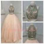 Two Pieces Full Beadwork Blush Popular Color Adult Ceremony At Cheap Price