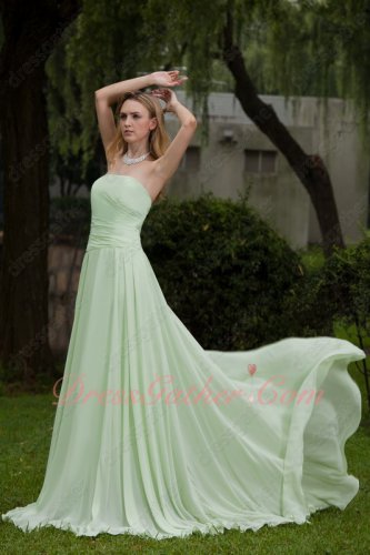 Simple Strapless Mint Green Chiffon Bridal Party Dama Dress Top Seller List