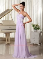 One Strap Empire Fresh Lilac Brush Train Formal Prom Dress Trend Color Of 2019