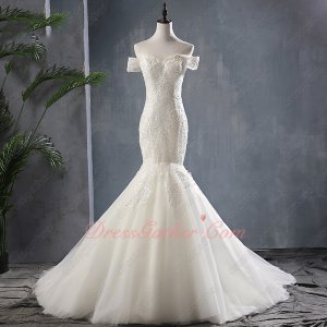 Double Straps Off Shoulder Sweetheart Appliques Off White Mermaid Wedding Bridal Gowns Elegant