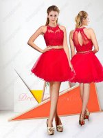 Scarlet Two-Pieces Dropped Waist Softly Tulle Short Homecoming Dress Beaded