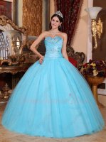 Designer Recommend Aqua Blue Flat Gauze Skirt Military Quinceanera Ball Gown Top 100