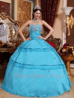 2019 Aqua Blue Taffeta Holiday Daughters Quince Ball Gown Looks Very Puffy