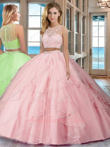 Princess Infanta Pink 2 Pieces Detached 2019 New Arrival Updated Quinceanera Ball Gown