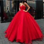 Classical Style Scarlet Red Sweetheart Puffy Ball Gown For Young Girls Quinceanera Gift